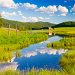 Barn reflected in pond in Lake Fork, Idaho