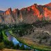 Crooked River from Misery Ridge Trail at sunset, Smith Rock State Park, Oregon